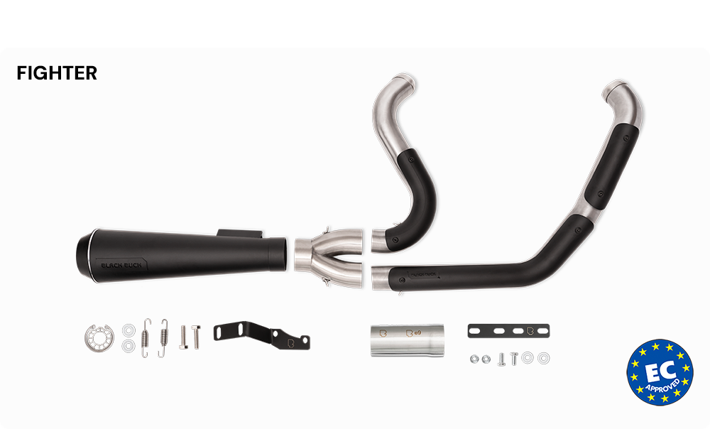 Harley Davidson Touring with Black Duck Fighter exhaust, product photo, CE approved and lifetime warranty